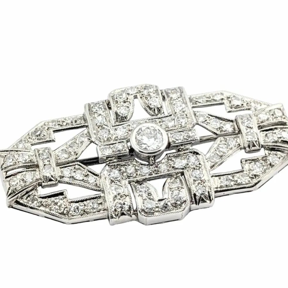 Broche Art Déco en platine et diamants