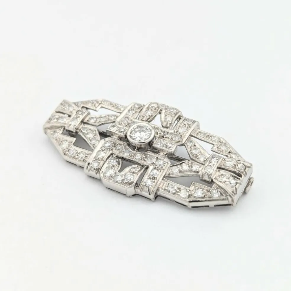 Broche Art Déco en platine et diamants