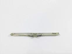 Broche Art Déco Or Blanc Diamants Saphirs