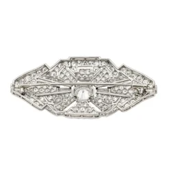Broche Art Déco Or blanc, Platine Diamant