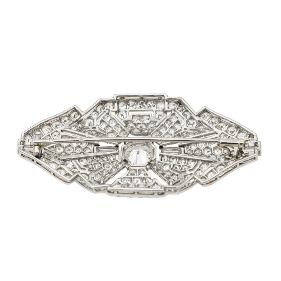 Broche Art Déco Or blanc, Platine Diamant