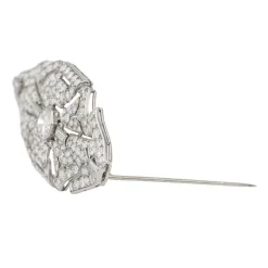 Broche Art Déco Or blanc, Platine Diamant