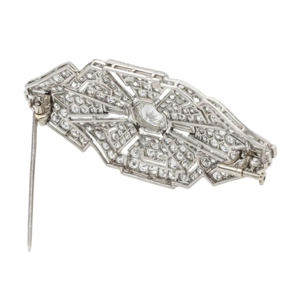 Broche Art Déco Or blanc, Platine Diamant