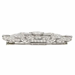 Broche Art Déco Or blanc, Platine Diamant