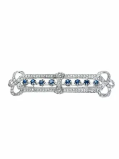 Broche Art Déco Or Blanc, Saphir et Diamants