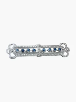 Broche Art Déco Or Blanc, Saphir et Diamants