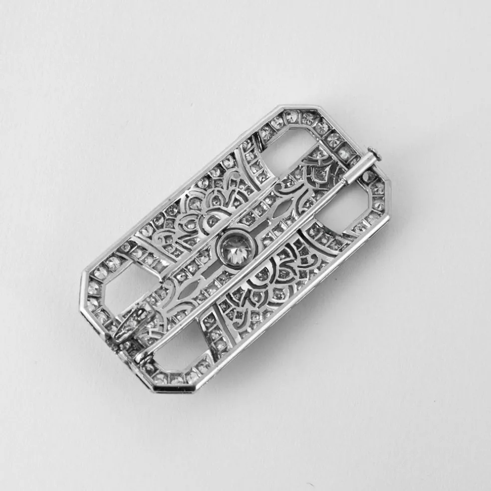Broche Art déco or gris et diamants