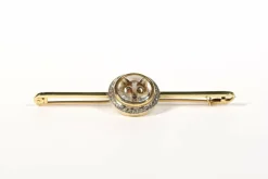 Broche Art Déco or jaune, cristal anglais et diamants