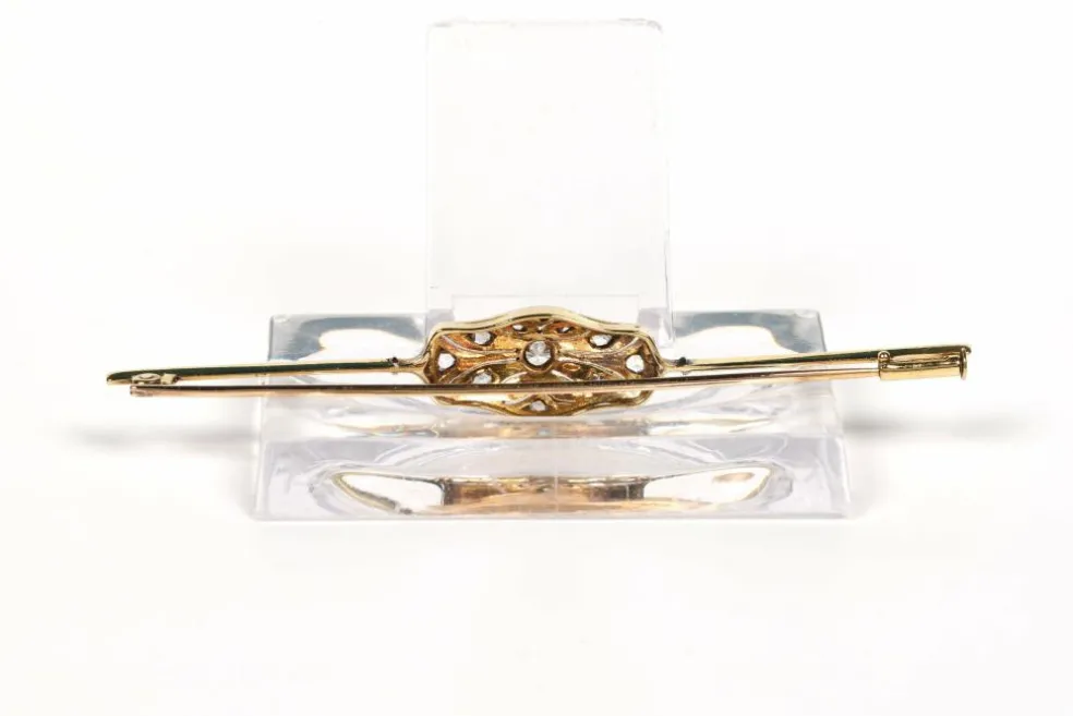 Broche Art Déco or jaune et blanc, diamants