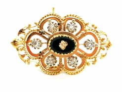Broche Art déco Or jaune Onyx
