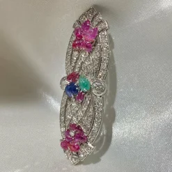 Broche art déco platine diamants tutti frutti