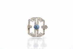 Broche Art Déco Platine Saphir Diamants