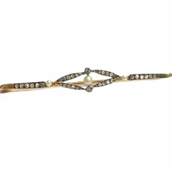 Broche Art Déco époque 1920-1925 en or 18 carats et platine avec diamants et perles