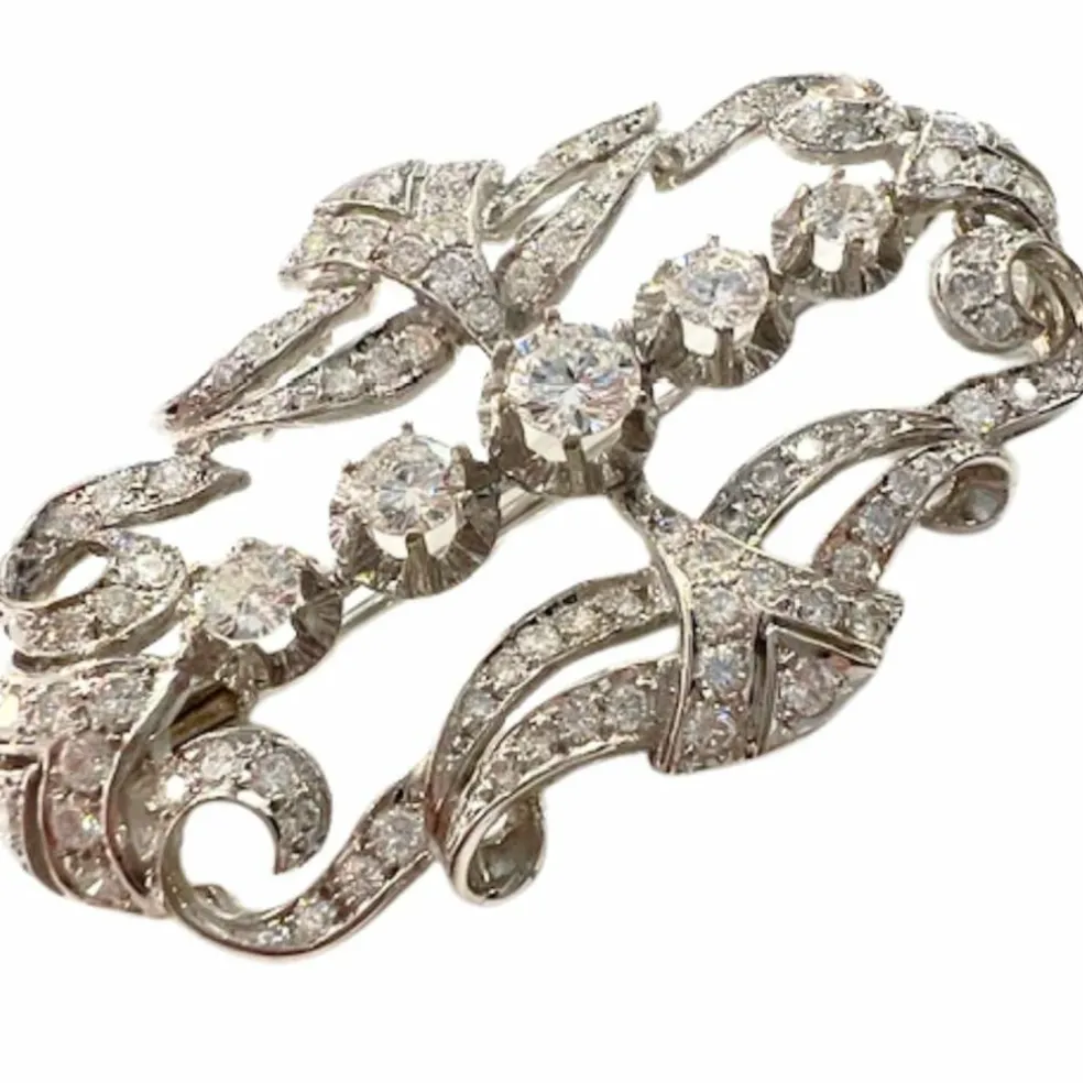 Broche Art Déco, époque 1930-1935, en or 18 carats avec diamants
