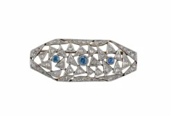 BROCHE ART DECO DIAMANTS & SAPHIRS