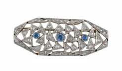 BROCHE ART DECO DIAMANTS & SAPHIRS
