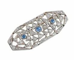 BROCHE ART DECO DIAMANTS & SAPHIRS