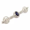 Broche ART DECO, or blanc, saphir, diamants