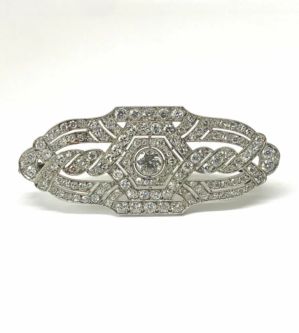 Broche Art Deco platine et diamants