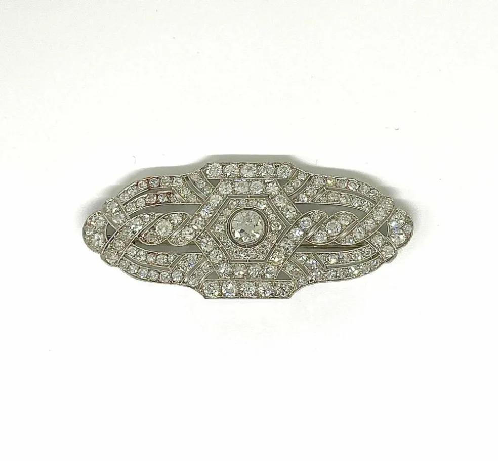 Broche Art Deco platine et diamants