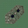 Broche art deco platine or jaune diamants et saphirs