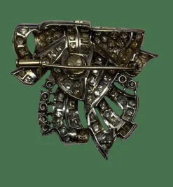 BROCHE ART DECO PLATINE OR DIAMANTS