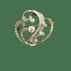 Broche Art nouveau en or jaune et argent avec diamants
