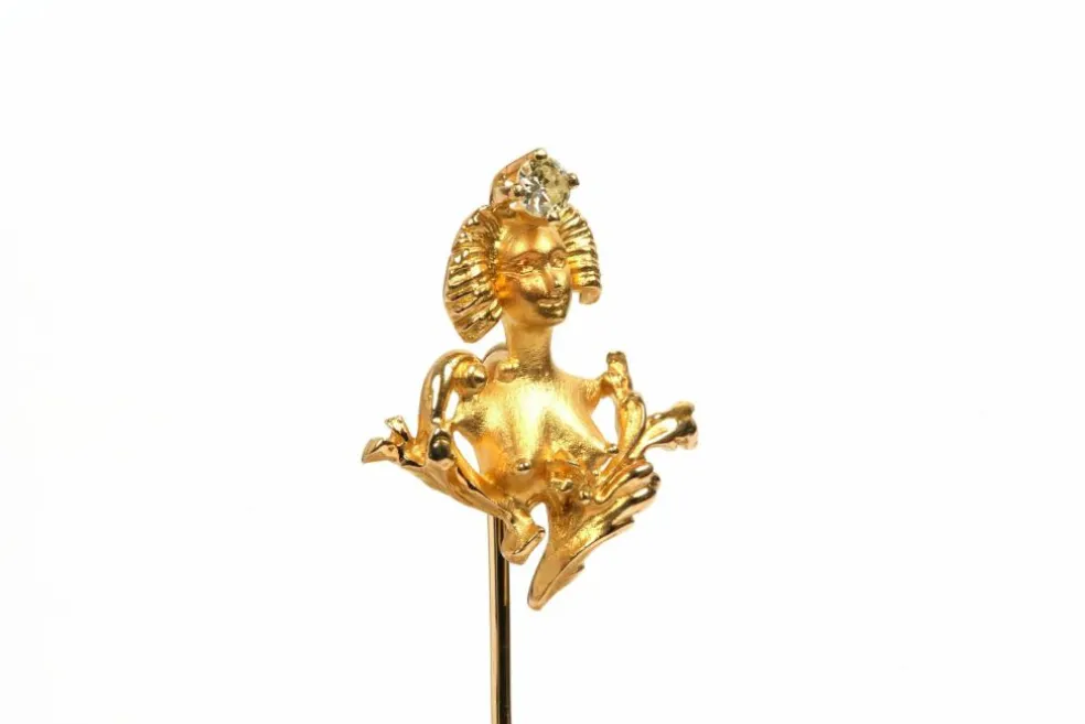 Broche Art Nouveau en or jaune 18 carats et diamant