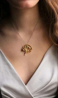 Broche Art Nouveau florale or jaune