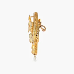 Broche Art Nouveau florale or jaune