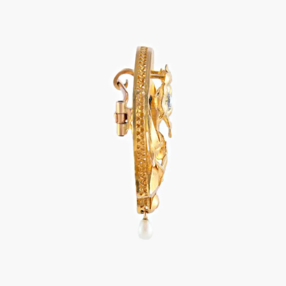 Broche Art Nouveau florale or jaune