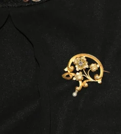 Broche Art Nouveau florale or jaune