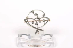 Broche Art Nouveau or jaune et blanc, diamants taille rose