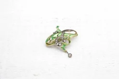 Broche Art Nouveau Or jaune Diamants Email