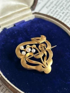 Broche Art Nouveau or jaune