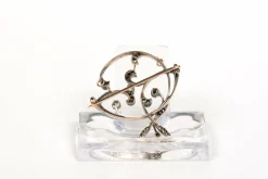 Broche Art Nouveau or jaune et blanc, diamants taille rose
