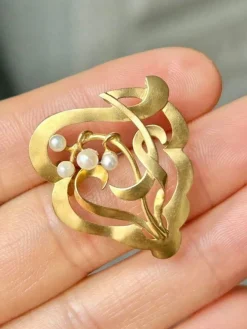 Broche Art Nouveau or jaune