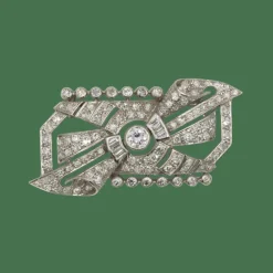 Broche art-déco or platine et diamants