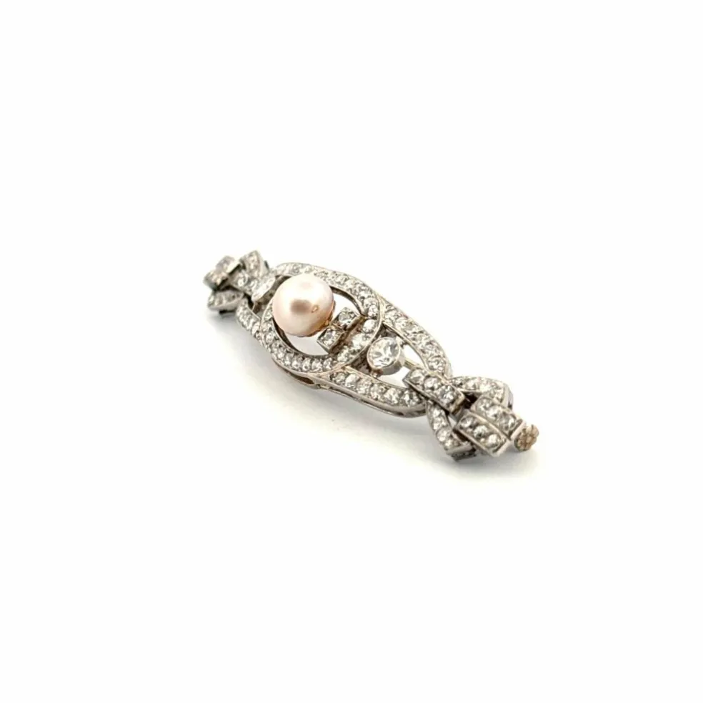 Broche Art-Déco Platine & Diamants