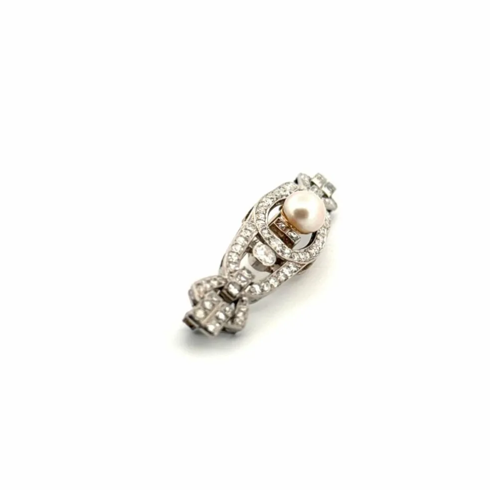 Broche Art-Déco Platine & Diamants