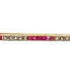 Broche barette en or 18 carats, 15 rubis , 10 diamants