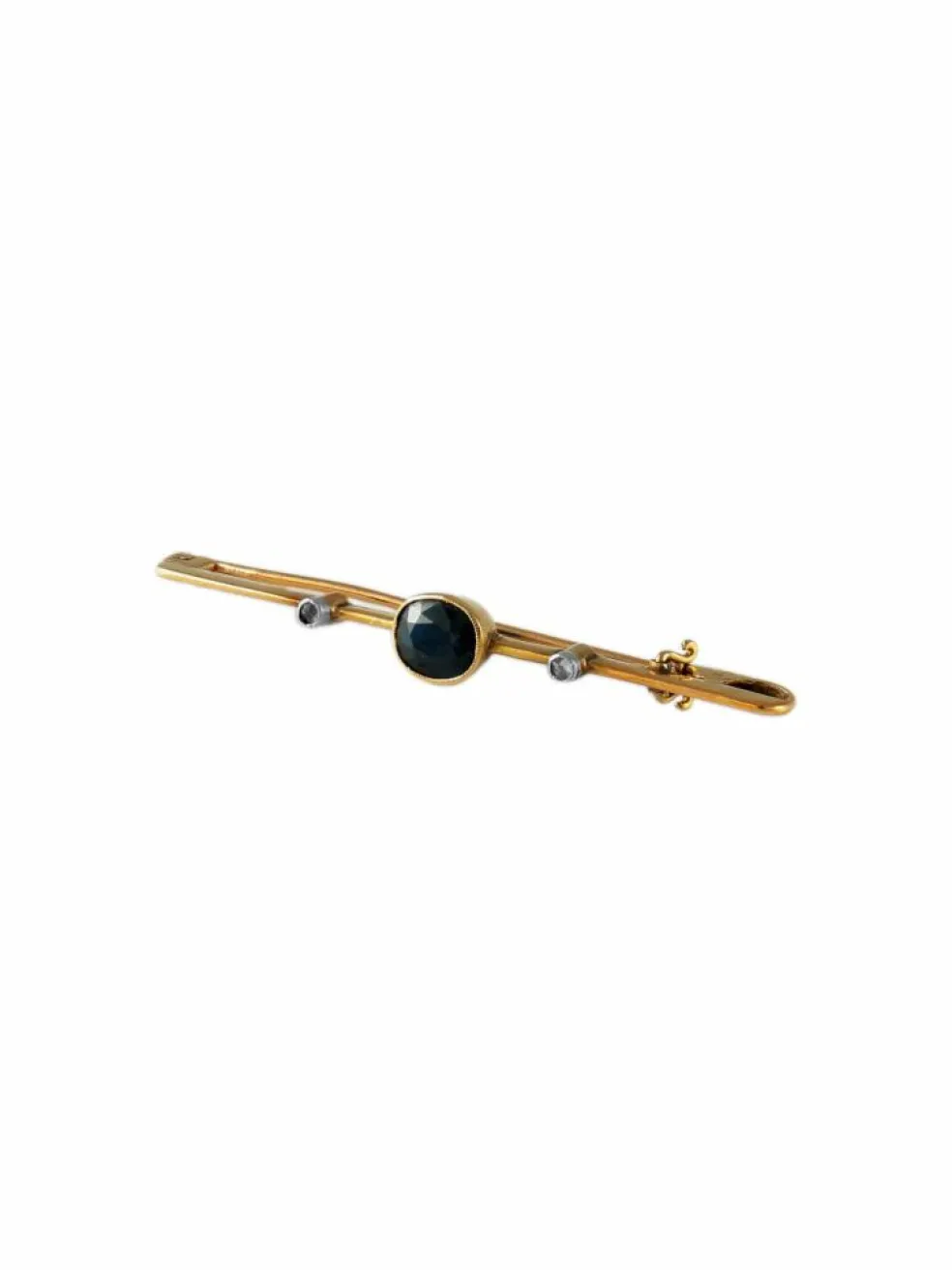 BROCHE "BARETTE" OR & SAPHIR