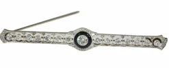 Broche barre Art Déco diamant et onyx