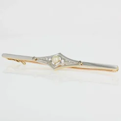 Broche barrette ancienne perle fine diamants