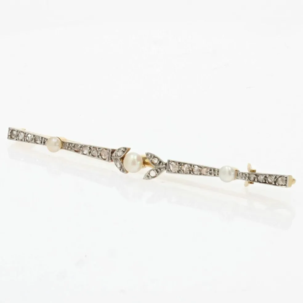 Broche barrette ancienne perles fines boutons et diamants