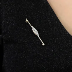Broche barrette ancienne en or diamants et perle