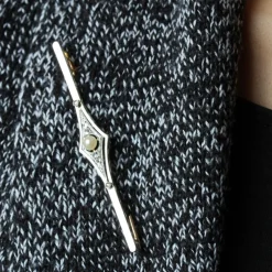 Broche barrette ancienne perle fine diamants