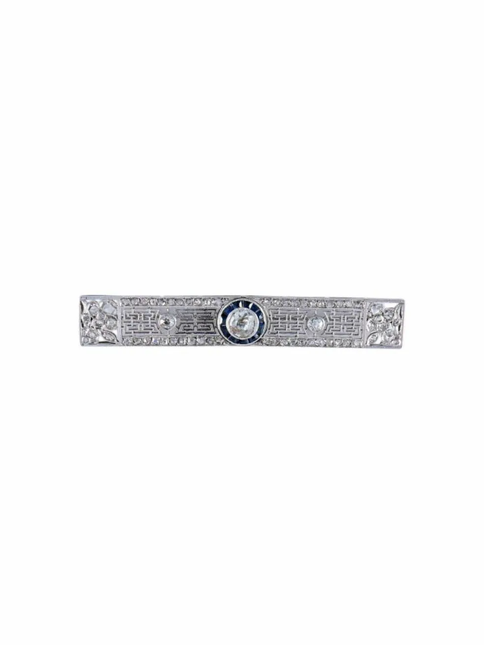 Broche Barrette Art Déco Diamants Saphirs