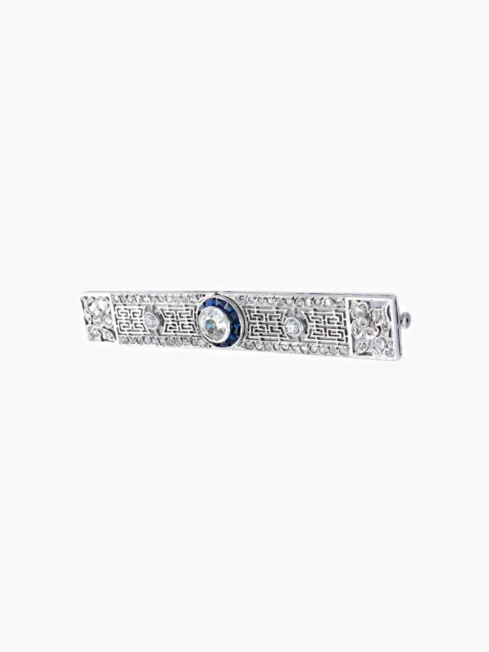 Broche Barrette Art Déco Diamants Saphirs