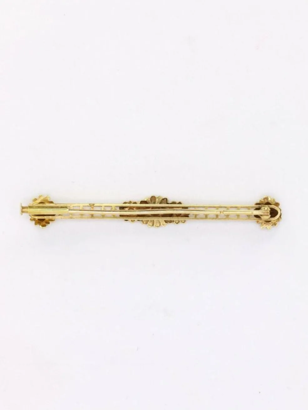 Broche barrette Art Nouveau or jaune perles fines